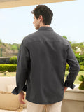 Cotton Linen: Charcoal Cotton Linen Shirts