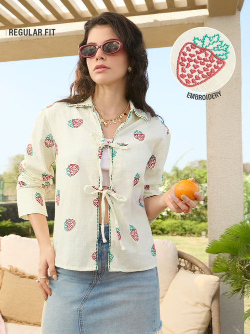 Tie-Up Shirt: Berry Love Women Regular Shirts