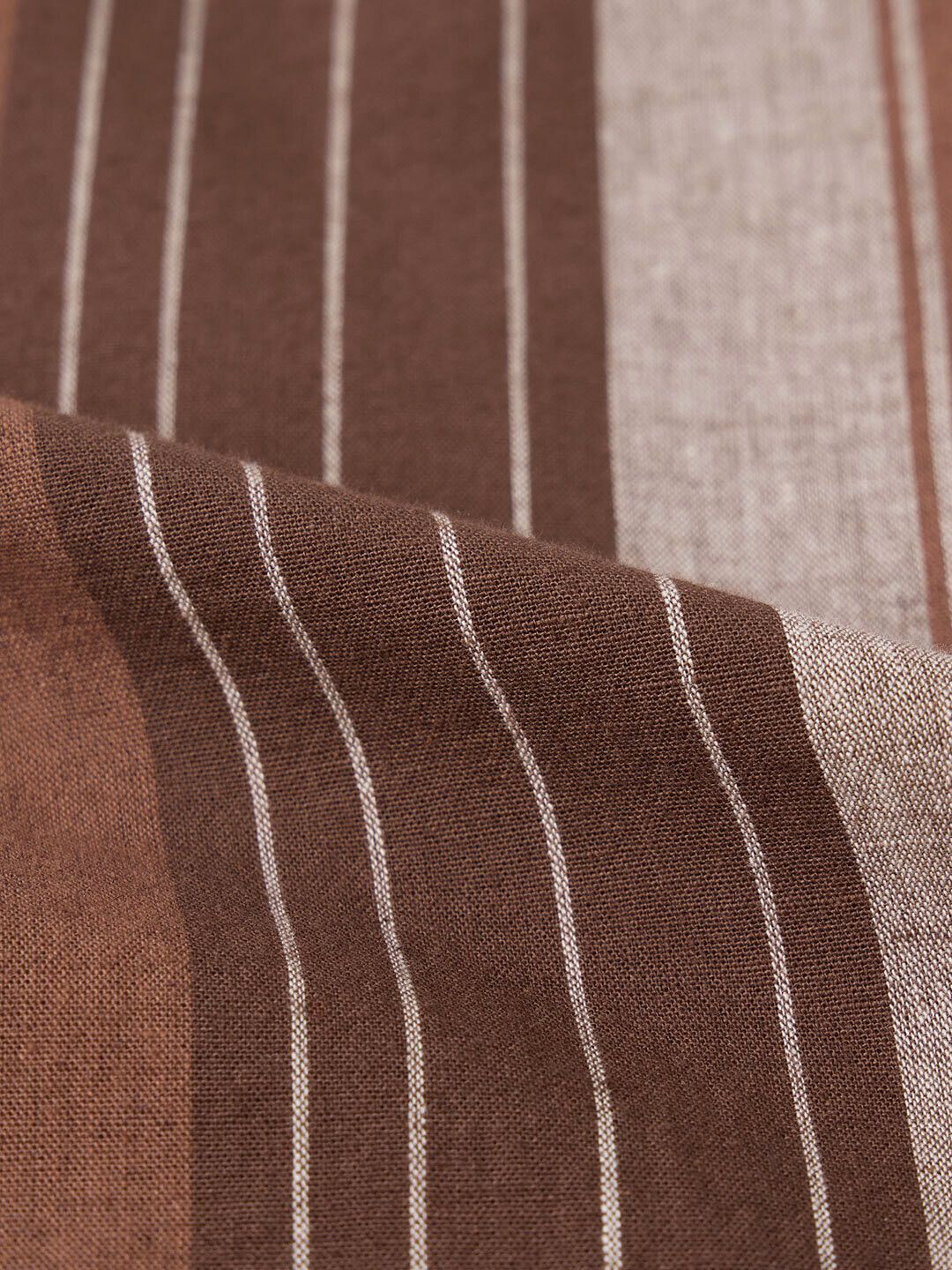 Cotton Linen Stripes: Latte Cotton Linen Shirts