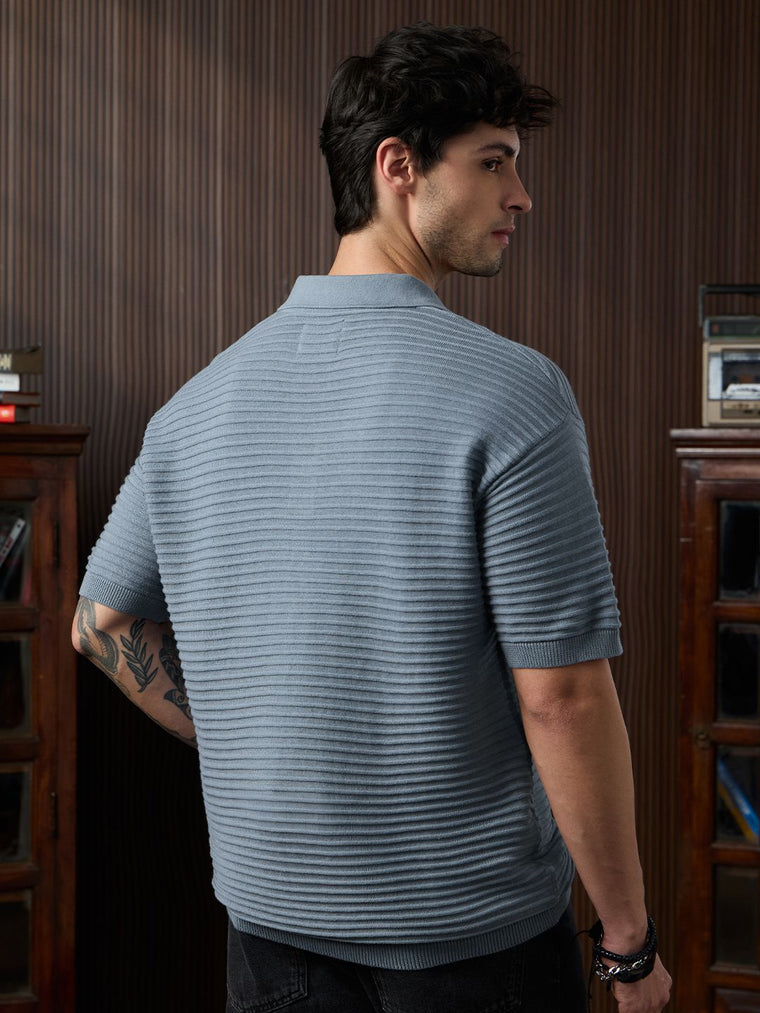 Textured Flatknit: Azure Textured Polos