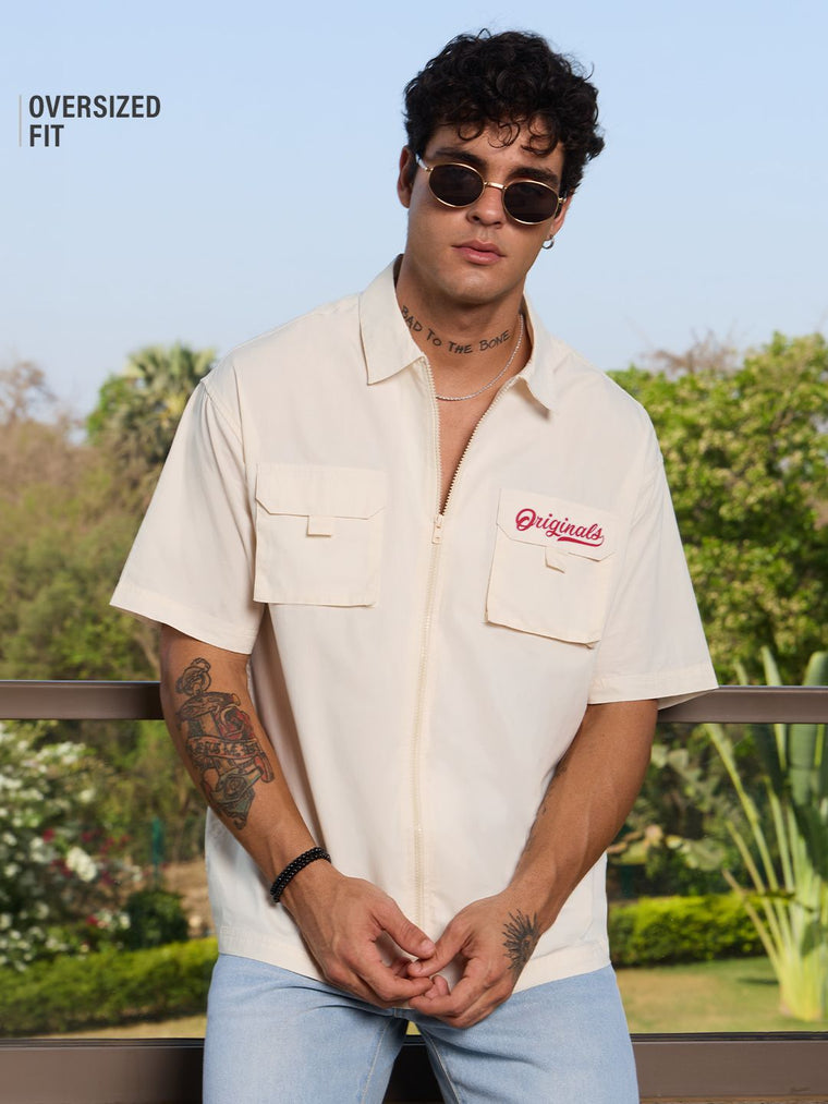 Utility Zipper Shirt: Off-White Oversized Shirts