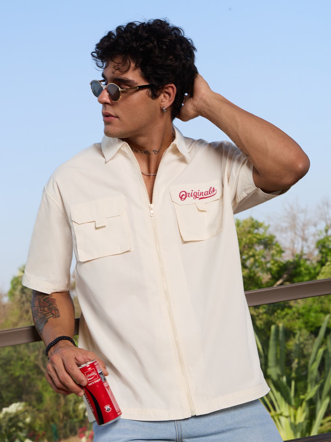 Utility Zipper Shirt: Off-White Oversized Shirts