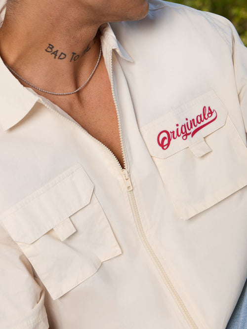 Utility Zipper Shirt: Off-White Oversized Shirts