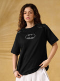 Batman: Rhinestone Logo Women Oversized T-Shirts