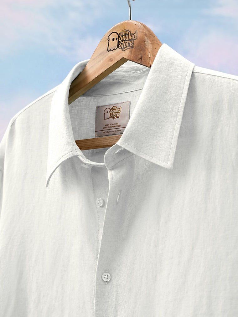 Luxe Linen Shirt: Cloud White 100% Linen Shirts