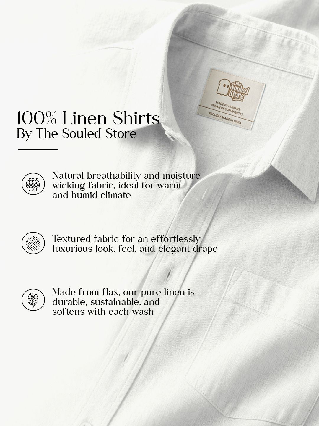 Luxe Linen Shirt: Cloud White 100% Linen Shirts
