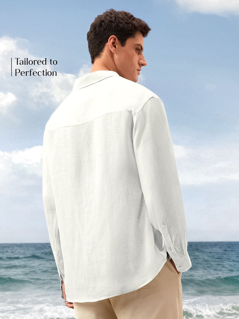 Luxe Linen Shirt: Cloud White 100% Linen Shirts