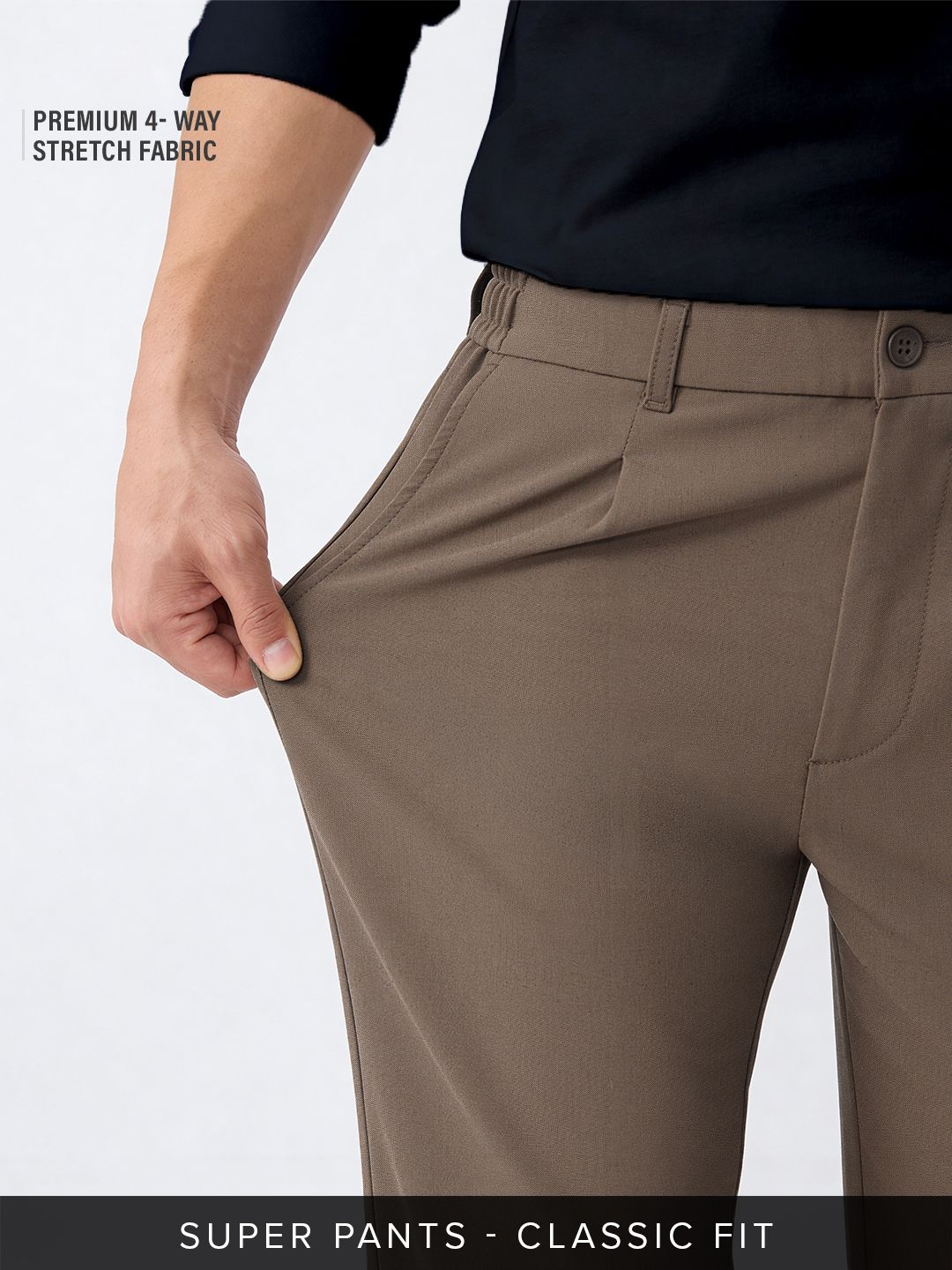 Super Flex Pants: Sienna Brown Men Super Flex Pants