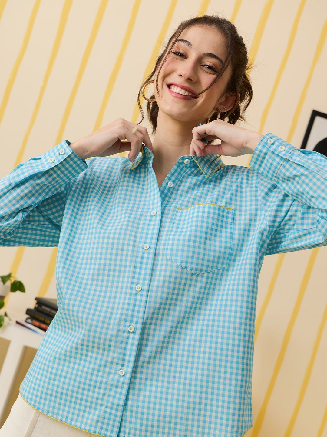 Plaid Shirt: Floral Bloom Women Relaxed Shirts