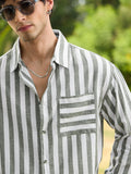 Cotton Linen Stripes: Ashen Cotton Linen Shirts