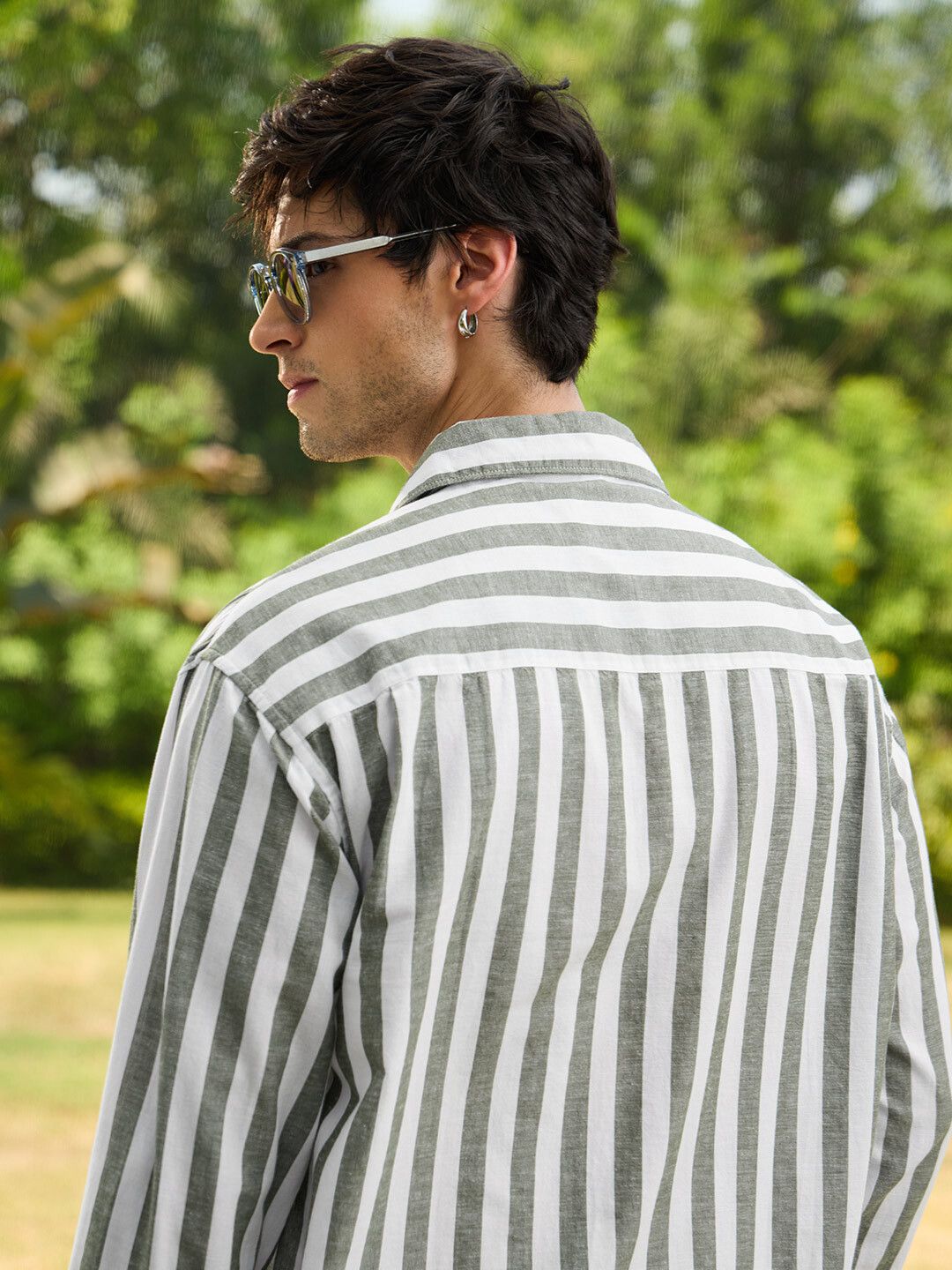 Cotton Linen Stripes: Ashen Cotton Linen Shirts