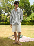 Cotton Linen Stripes: Ashen Cotton Linen Shirts