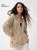 Hooded Sweater: Beige Biscuit Women Super Oversized Sweaters