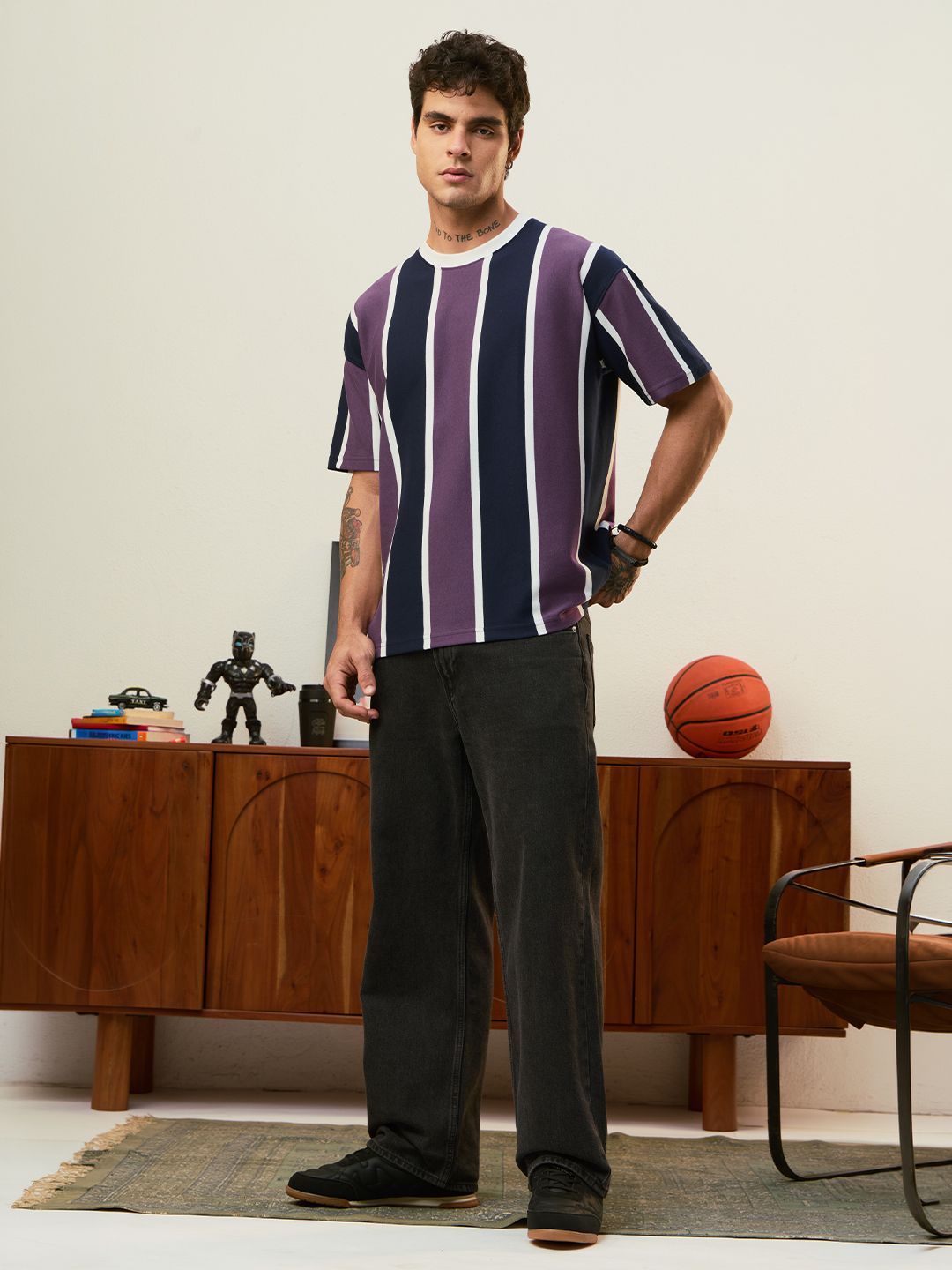 Striped T-Shirt: Wisteria Oversized T-Shirts