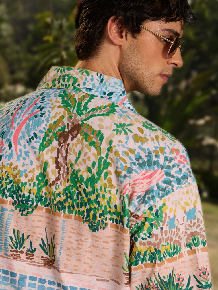 Cotton Linen: Peanuts Poolside Cotton Linen Shirts