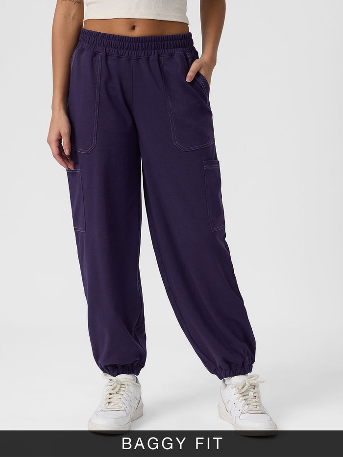 Utility Solid Joggers: Berry Women Cinched Joggers