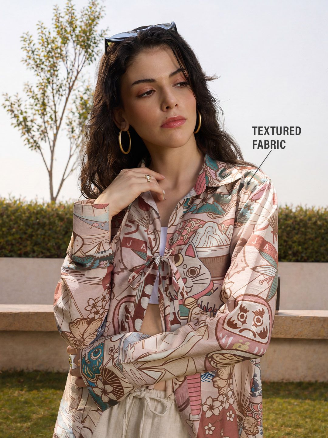 Tie-Up Shirt: Japanese Art Women Regular Shirts