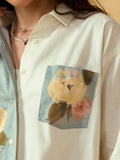 Cotton Linen Shirt: Flowers Women Oversized Shirts