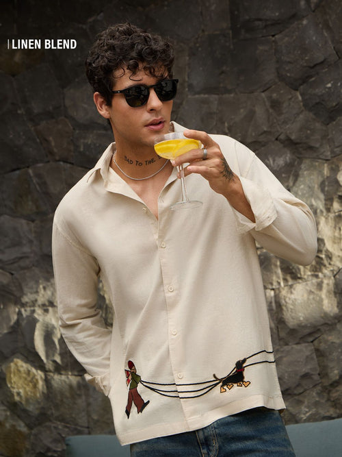 Cotton Linen: Dog Walker Cotton Linen Shirts