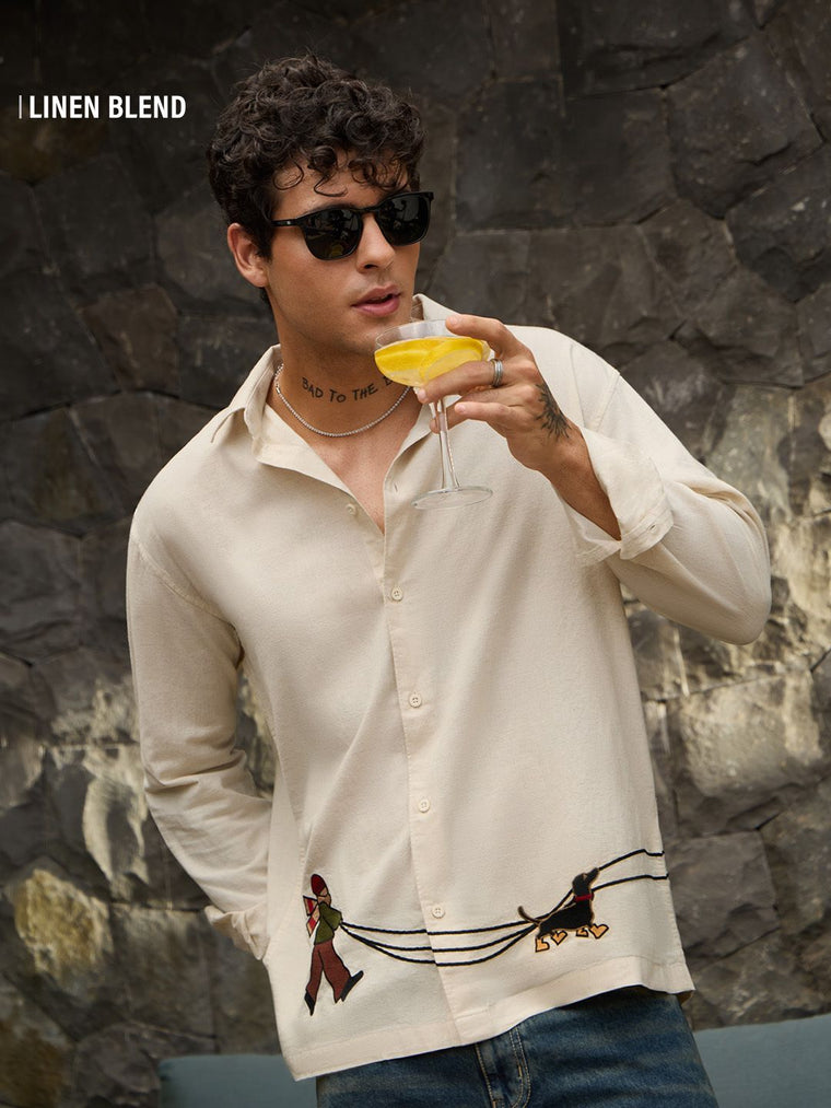 Cotton Linen: Dog Walker Cotton Linen Shirts
