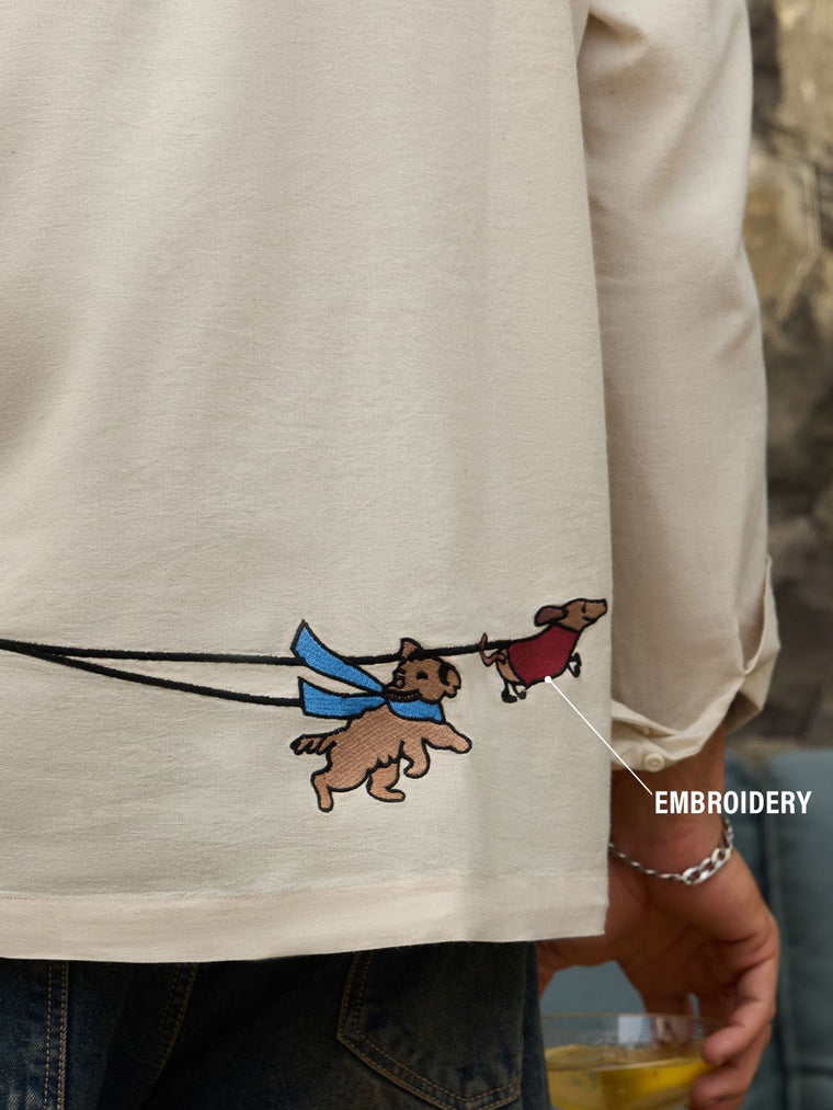 Cotton Linen: Dog Walker Cotton Linen Shirts