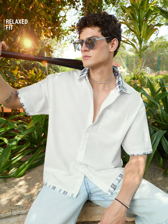 Relaxed-Fit Shirt: Ivory Men Relaxed Shirts