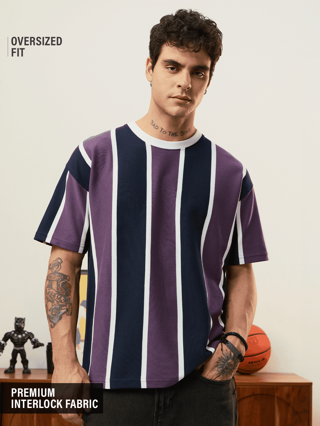 Striped T-Shirt: Wisteria Oversized T-Shirts