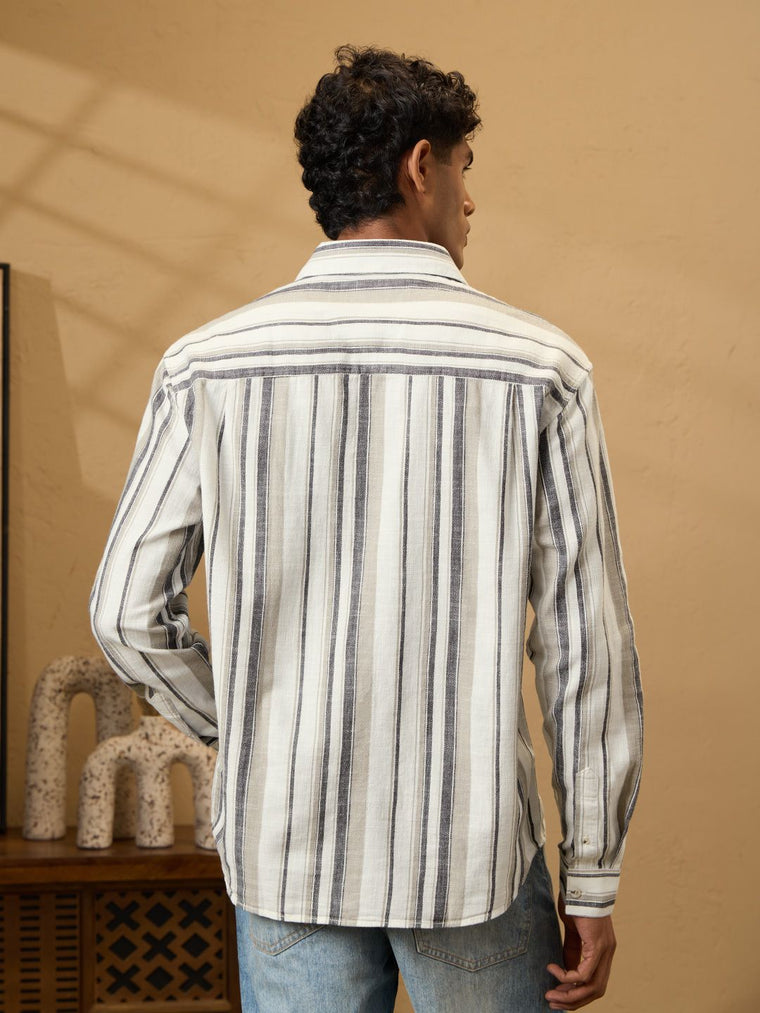 Striped Shirt: Chrome Men Relaxed Shirts