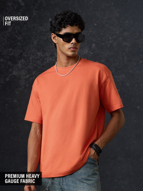 Solids: Sunset Orange Oversized T-Shirts