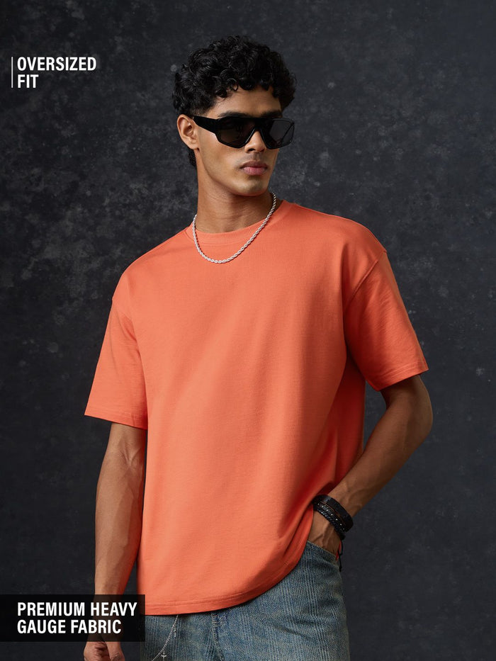 Solids: Sunset Orange Oversized T-Shirts