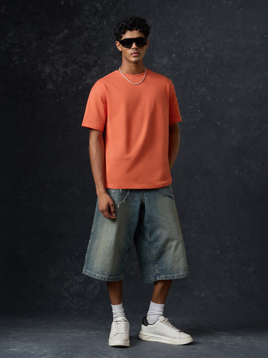 Solids: Sunset Orange Oversized T-Shirts