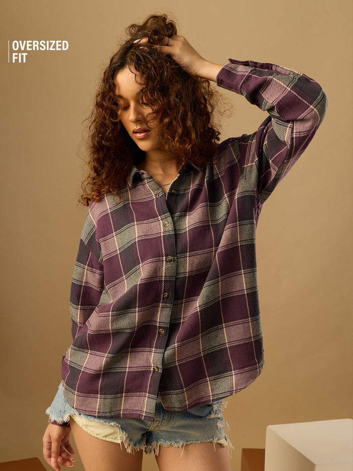 Plaid Shirt: Hazel Women Oversized Shirts