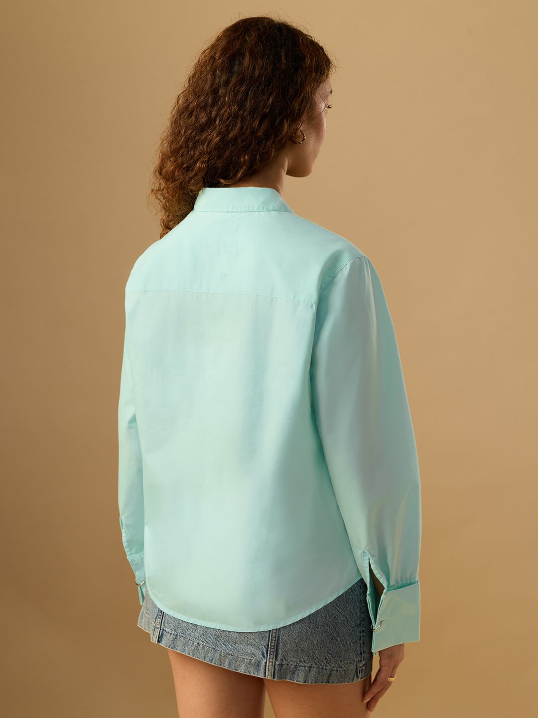 Easy Solids: Spearmint Women Relaxed Shirts