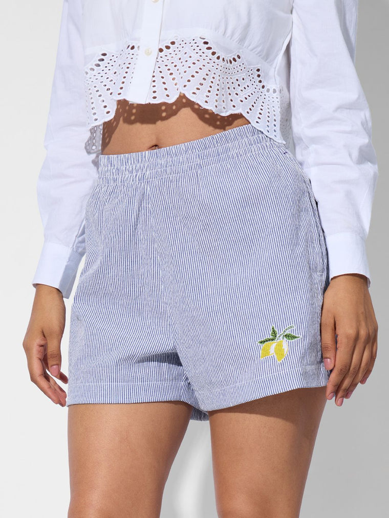 Seersucker Shorts: Limoncello Women Lounge Boxers