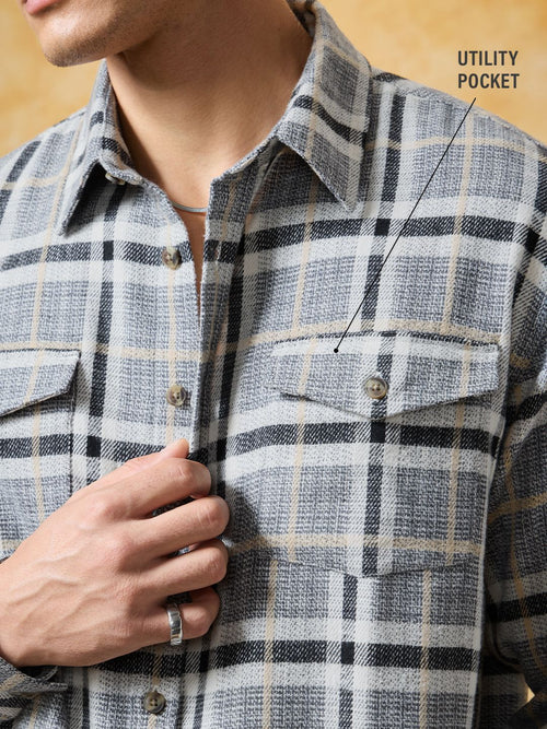 Plaid Shirt: Fossil Men Utility Shirts