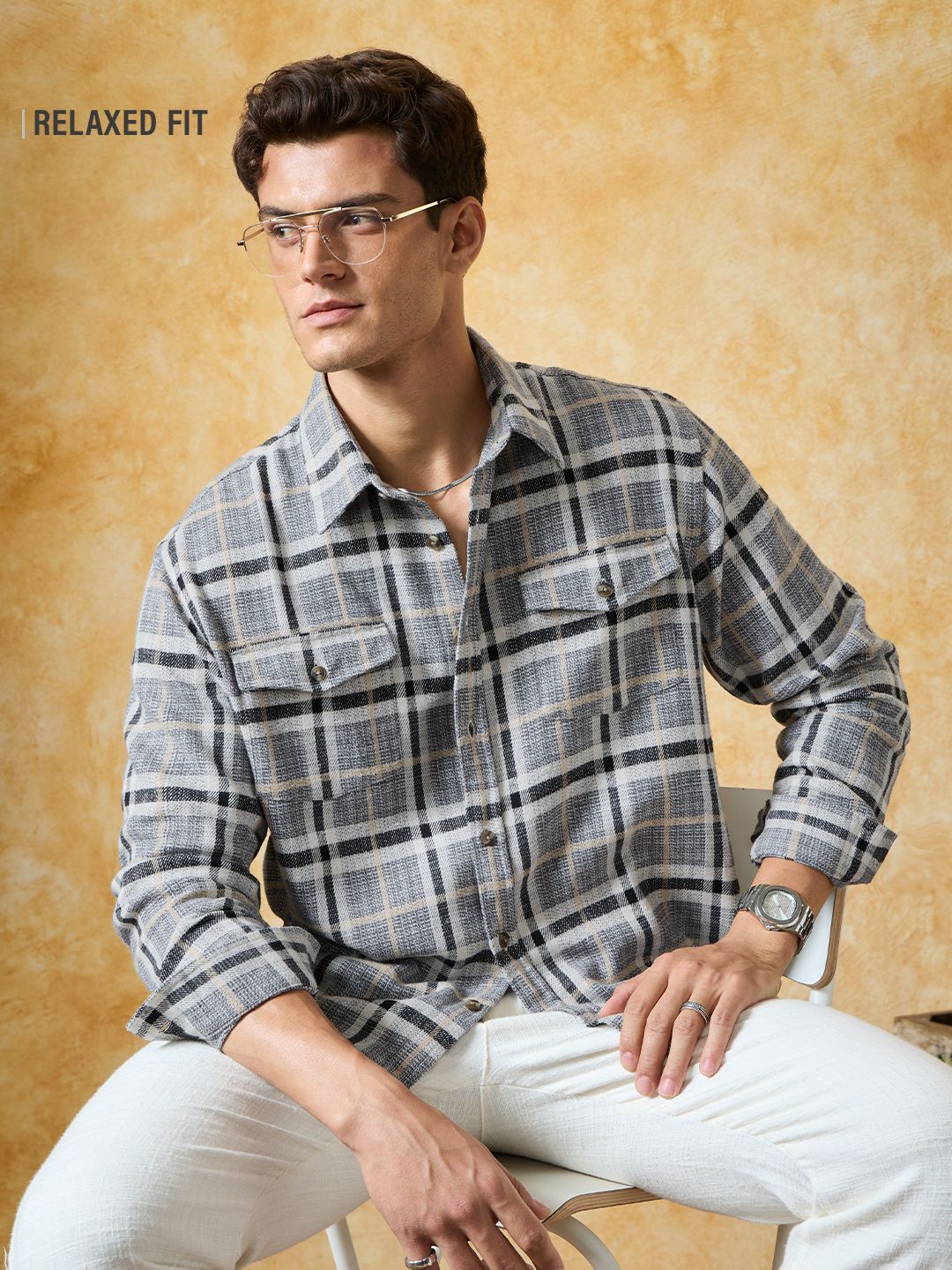 Plaid Shirt: Fossil Men Utility Shirts