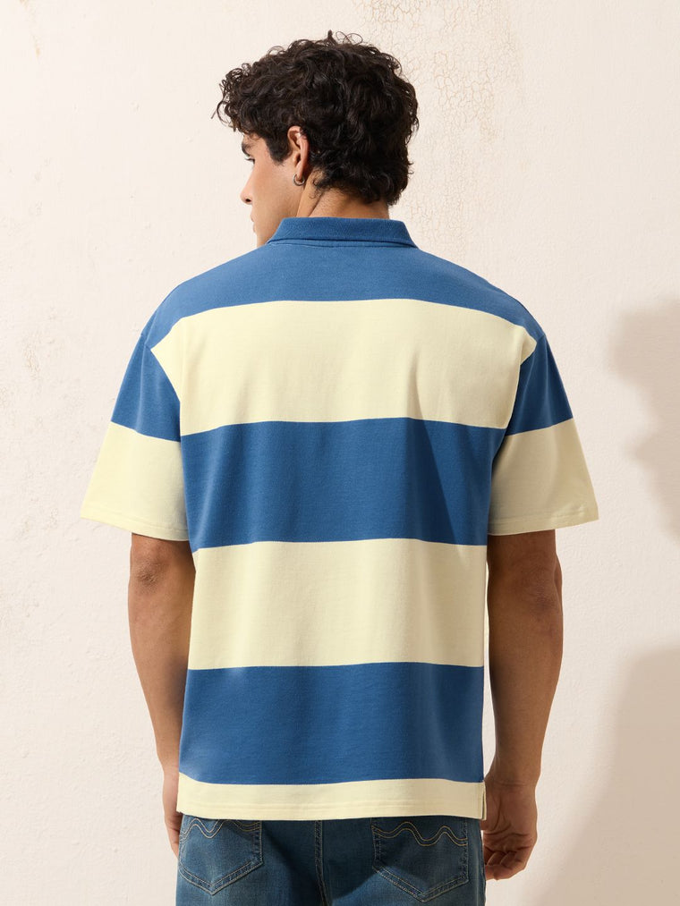 Oversized Polo: Colourblock Men Rugby Polos