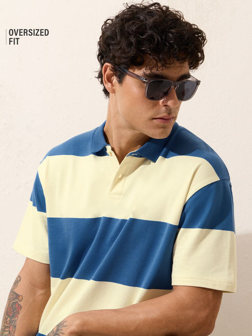 Oversized Polo: Colourblock Men Rugby Polos