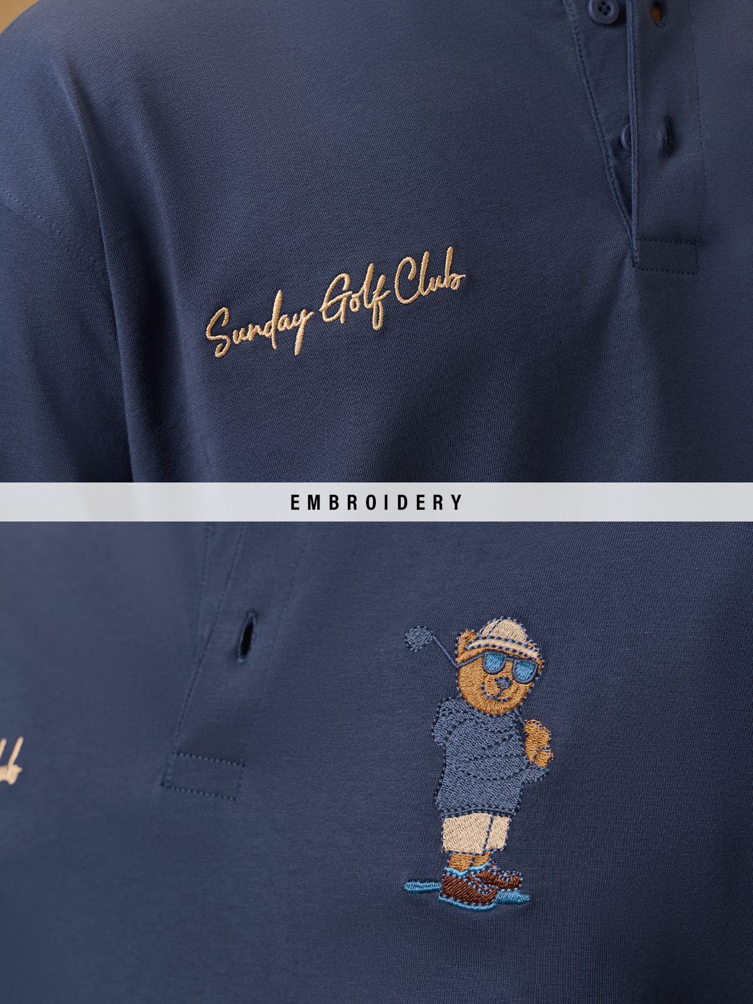 Henley T-Shirt: Golf Bear Oversized T-Shirts