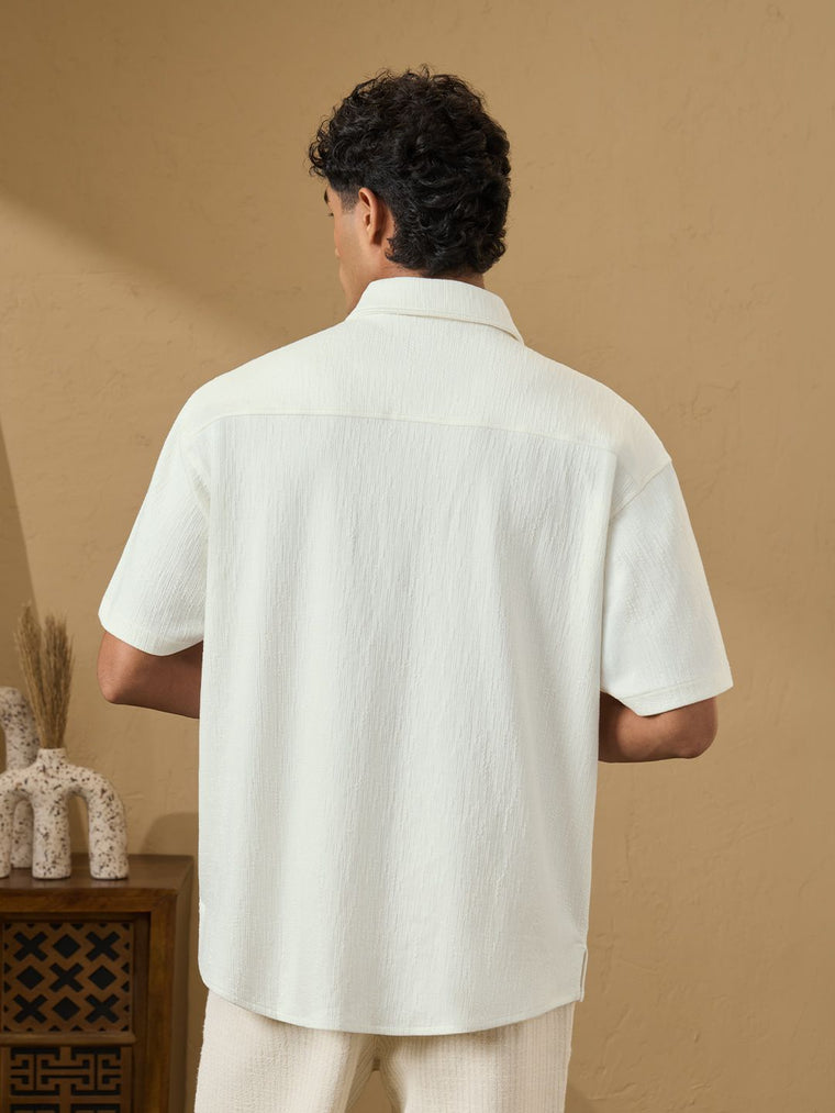 Textured Shirts: Egret Men Textured Shirts