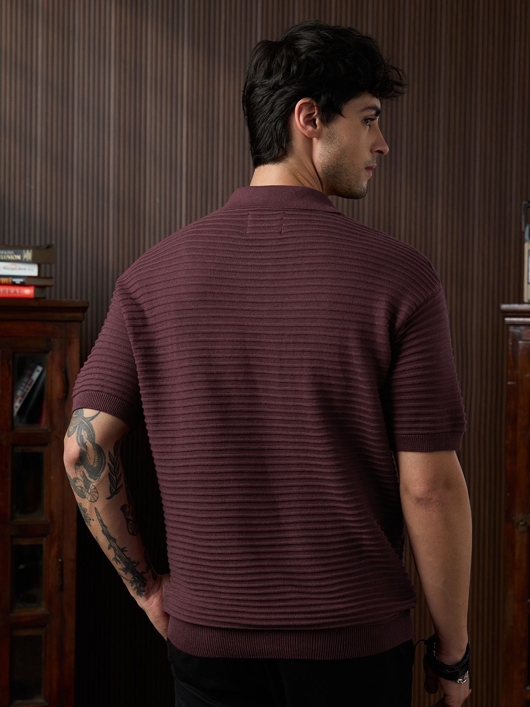 Textured Flatknit: Ruby Wine Textured Polos