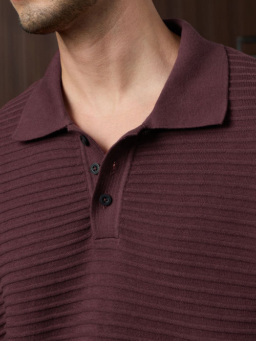 Textured Flatknit: Ruby Wine Textured Polos