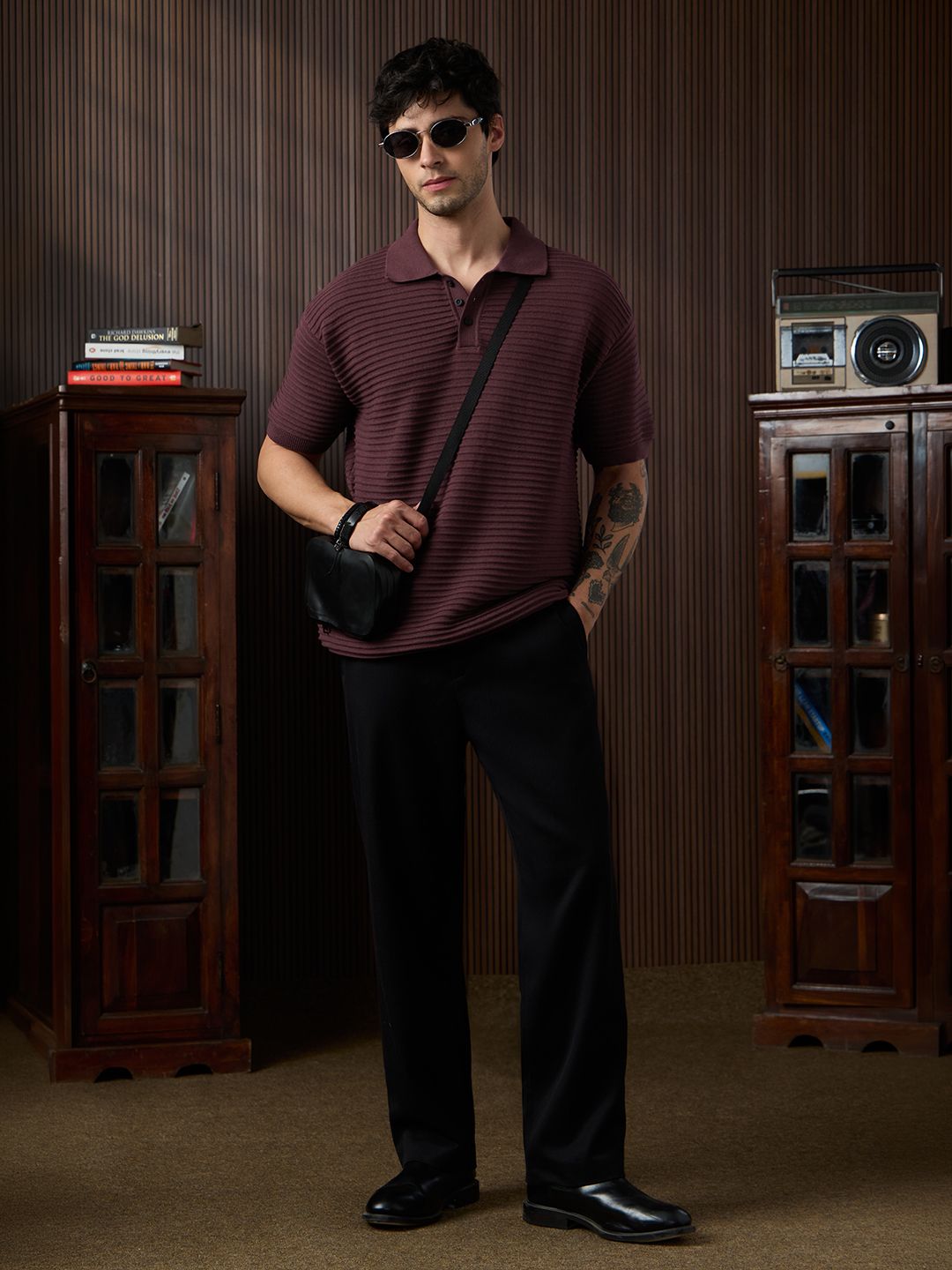 Textured Flatknit: Ruby Wine Textured Polos