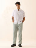 Linen Pants: Pale Graphite Men Pants