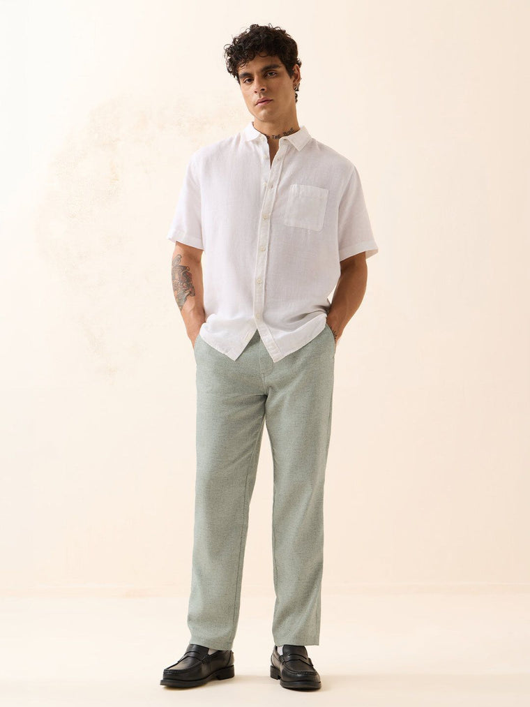 Linen Pants: Pale Graphite Men Pants