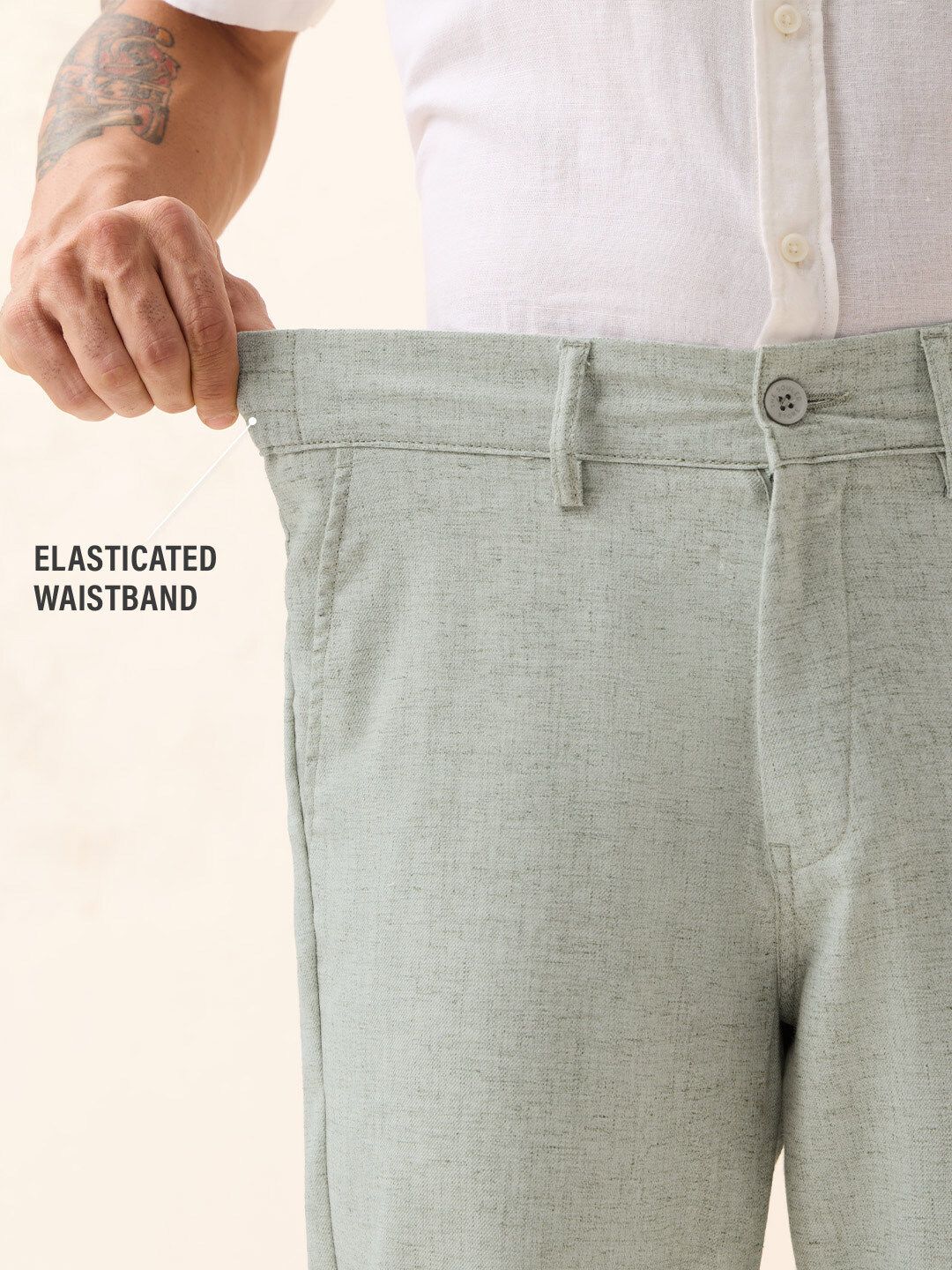 Linen Pants: Pale Graphite Men Pants