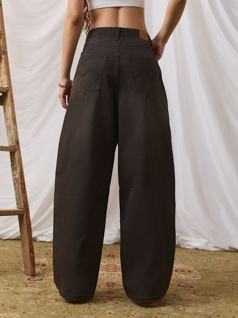 Barrel-Fit Denim: Coffee Bean Women Barrel Denims