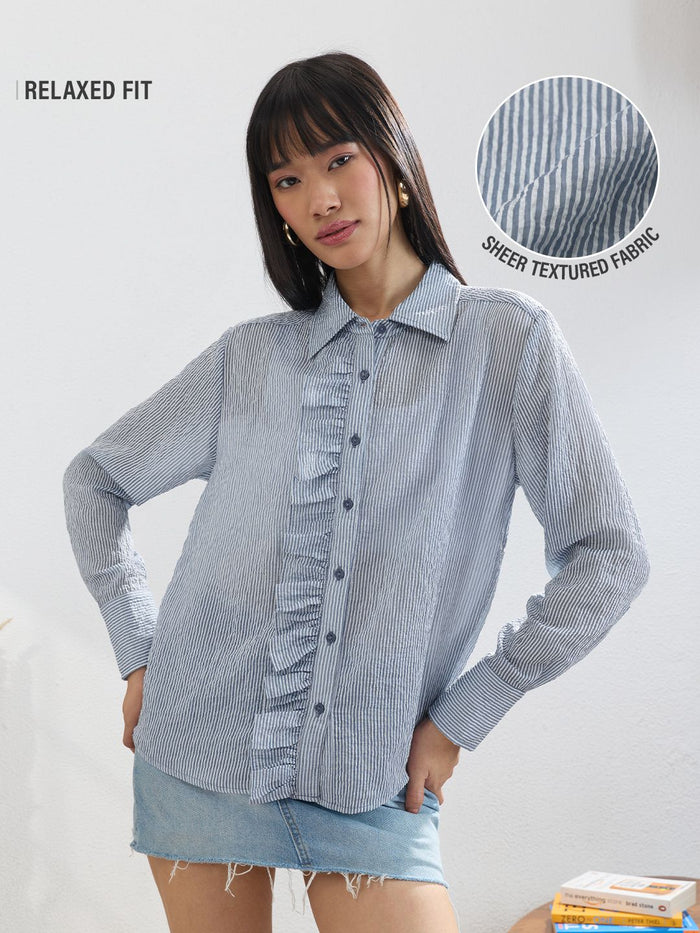 Stripe Shirt: Shadow Women Relaxed Shirts