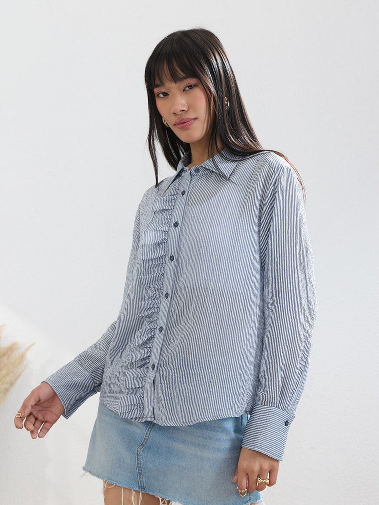 Stripe Shirt: Shadow Women Relaxed Shirts