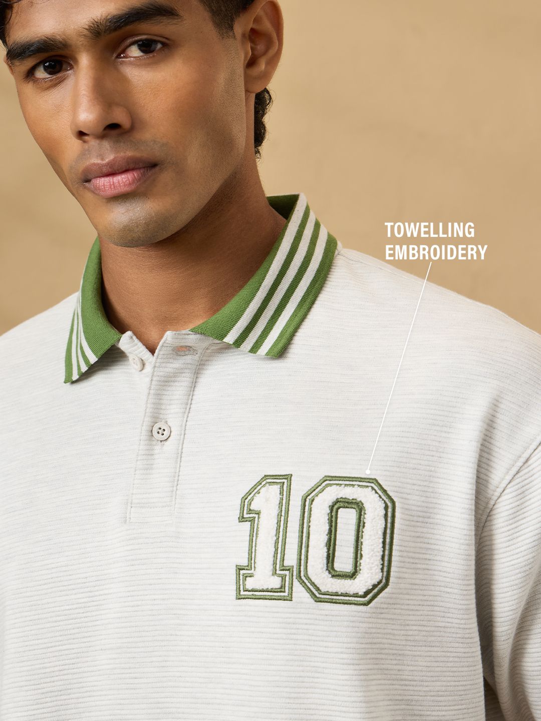 Textured Polo: White Sand Textured Polos